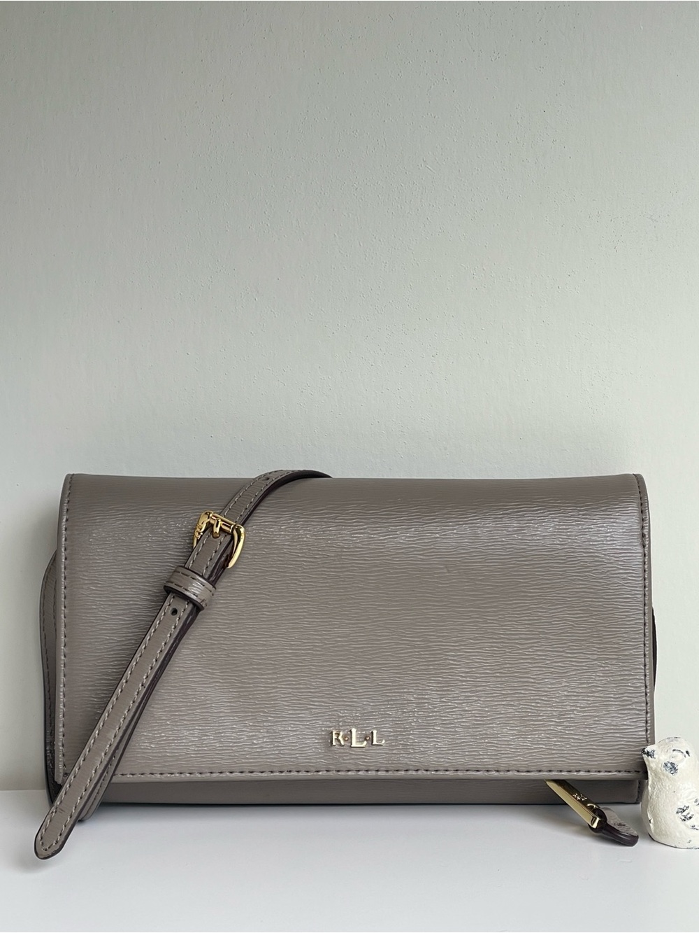 Ralph Lauren Mini Kaelyn Saffiano Leather Crossbody Bag In Taupe